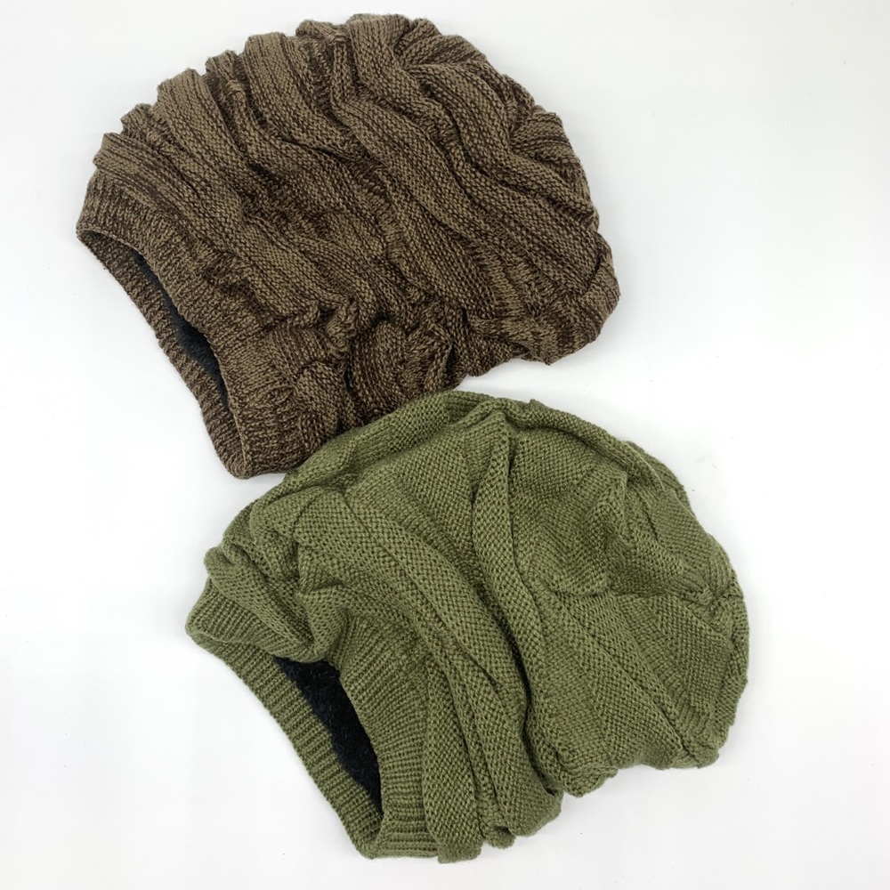 Lined Knit Beanie Brown - Picture 4 of 5